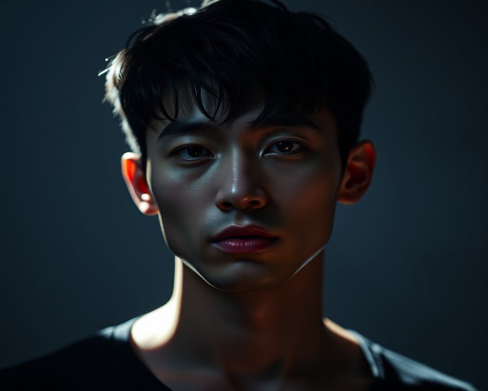 Joon-Min Park artistic creative portrait with dramatic shadows