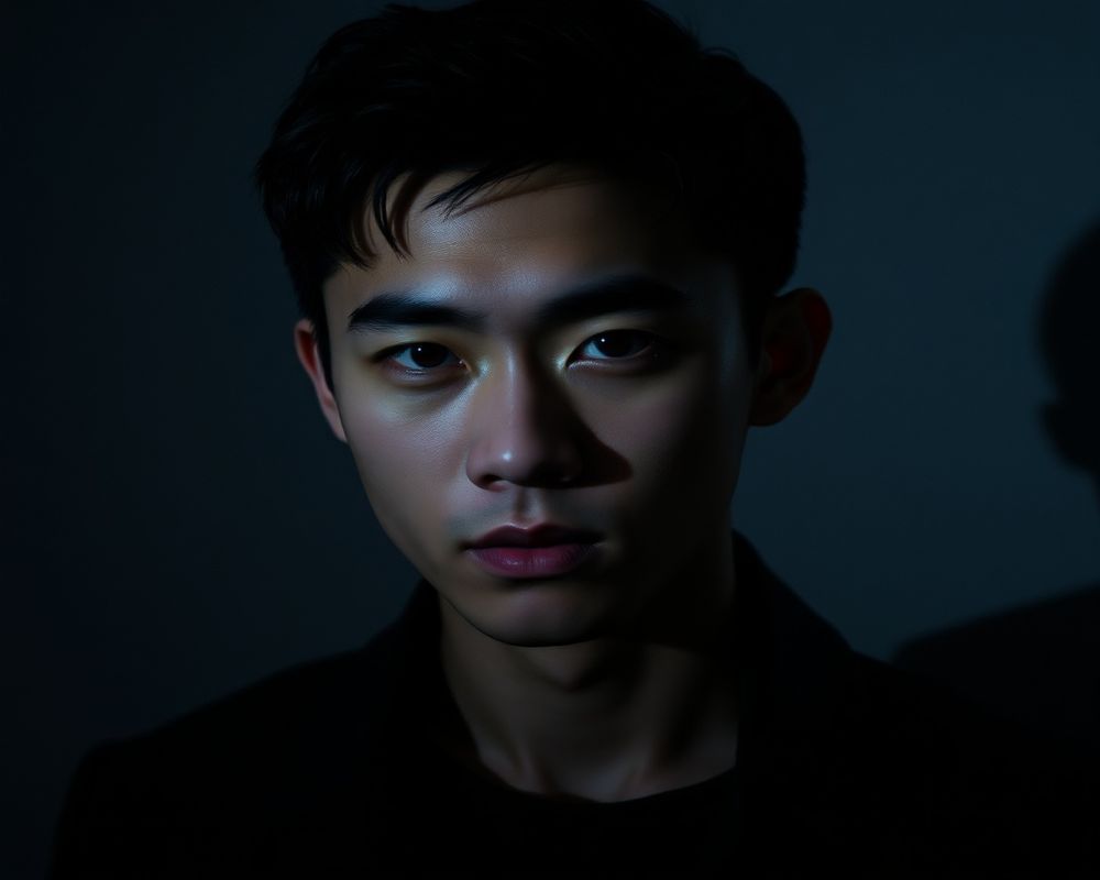 Jun Park artistic creative portrait with dramatic shadows