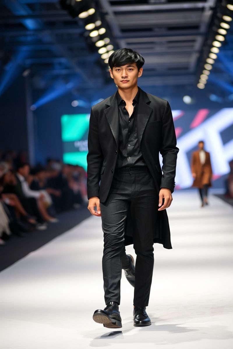 Kaito Tanaka fashion runway walk in designer clothing
