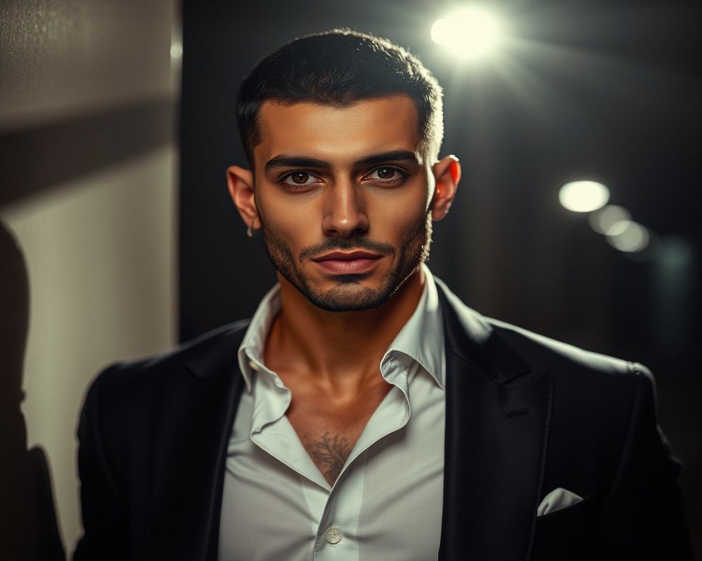 Karim Hassan high fashion editorial with dramatic lighting