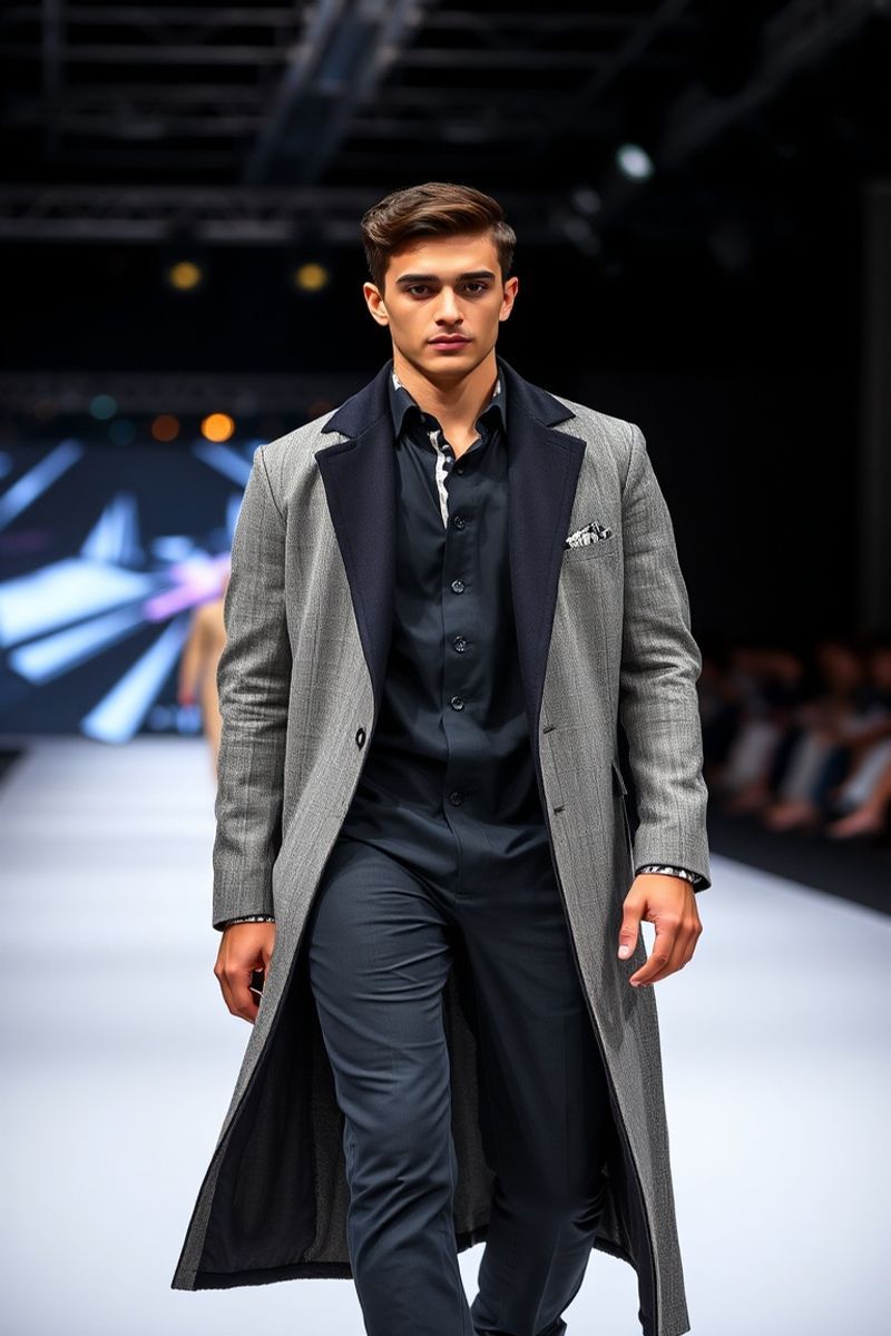 Karim Hassan fashion runway walk in designer clothing