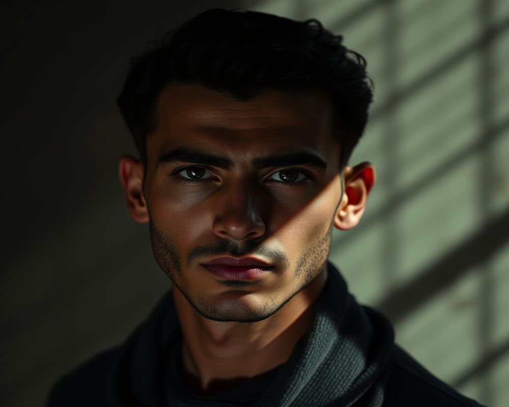 Karim Hassan artistic creative portrait with dramatic shadows