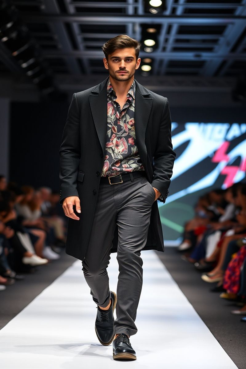 Karim Nassar fashion runway walk in designer clothing