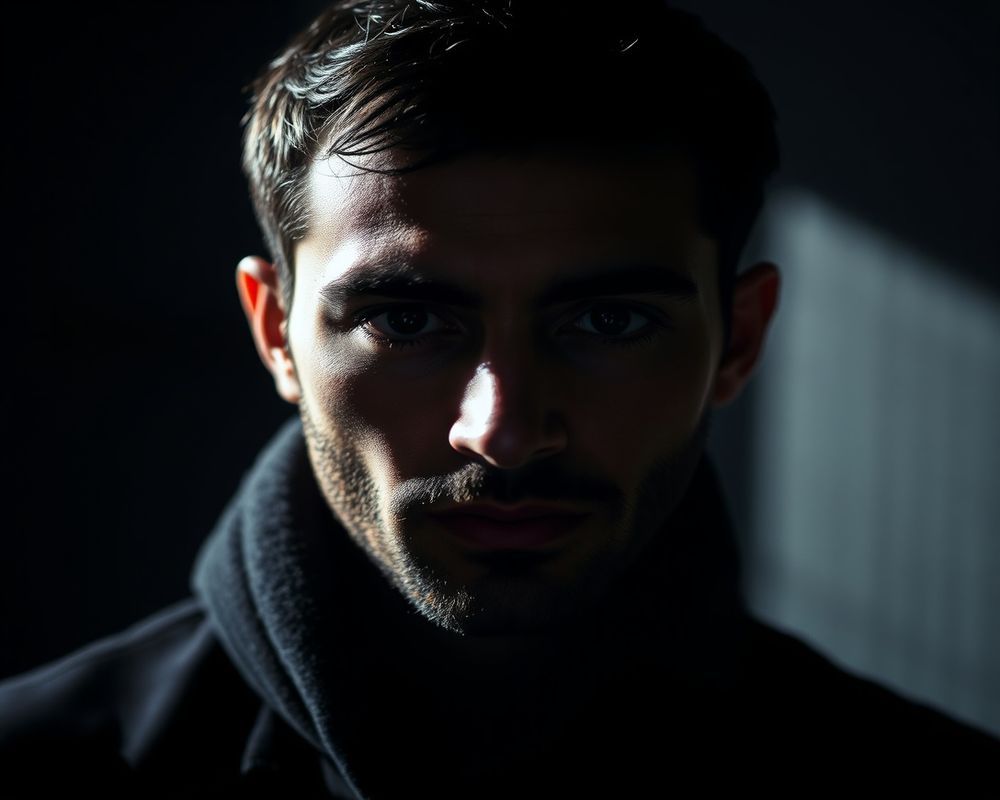 Karim Nassar artistic creative portrait with dramatic shadows