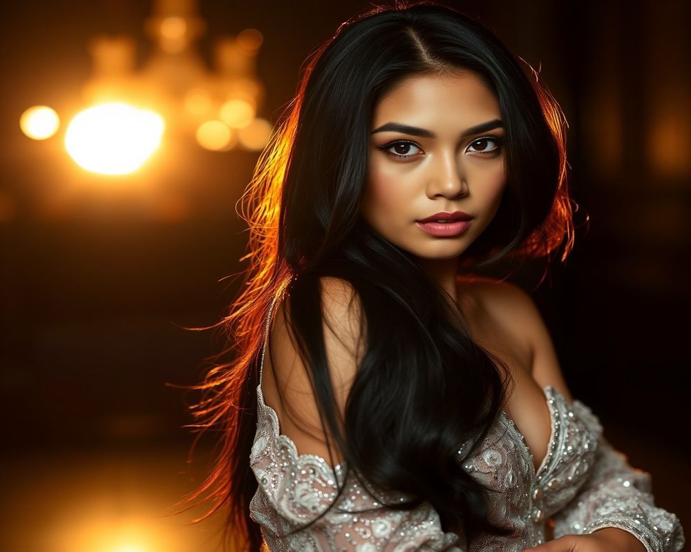 Karina Santos high fashion editorial with dramatic lighting