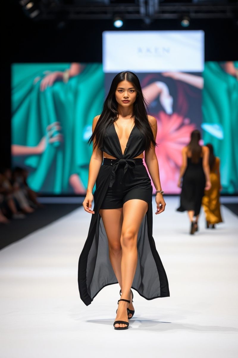 Karina Santos fashion runway walk in designer clothing