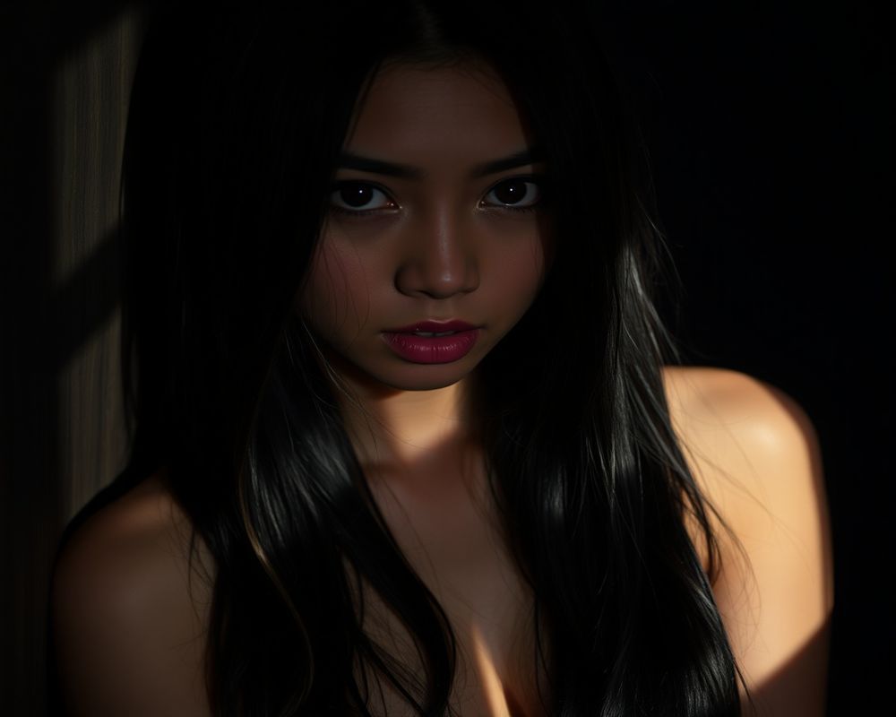 Karina Santos artistic creative portrait with dramatic shadows