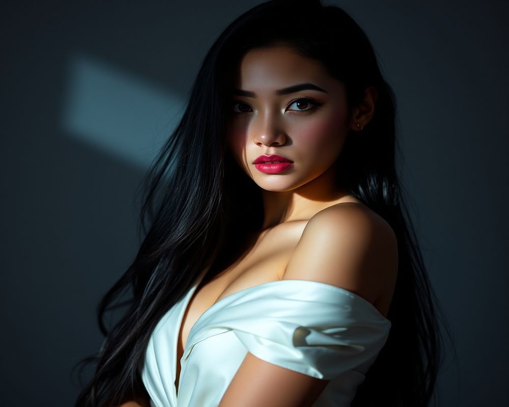 Katrina Dela Cruz high fashion editorial with dramatic lighting