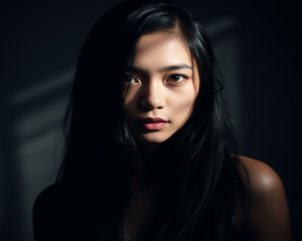 Katrina Villareal artistic creative portrait with dramatic shadows