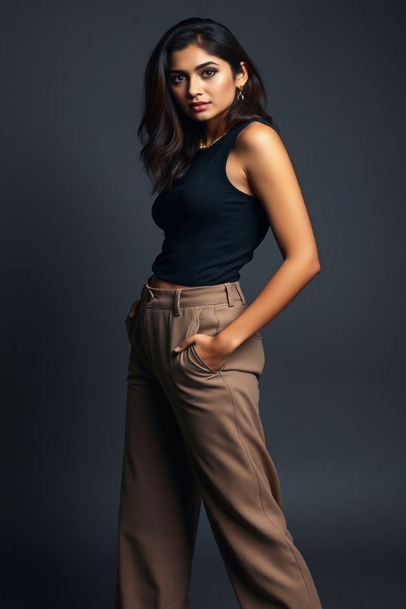 Kavya Mehta full body editorial pose in high fashion clothing