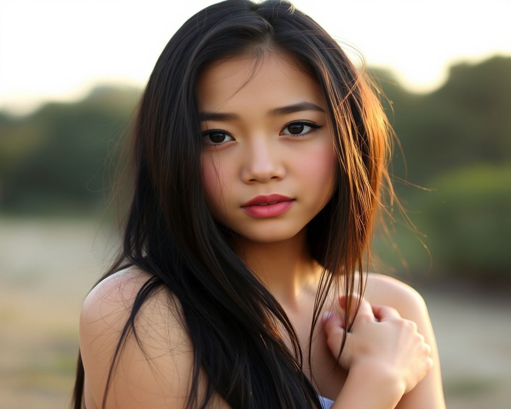 Kiara Santiago lifestyle personality shot in natural outdoor setting with warm golden hour light