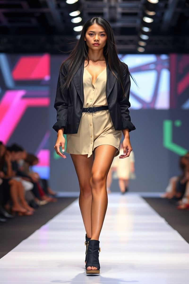 Kiara Santiago fashion runway walk in designer clothing with professional catwalk photography