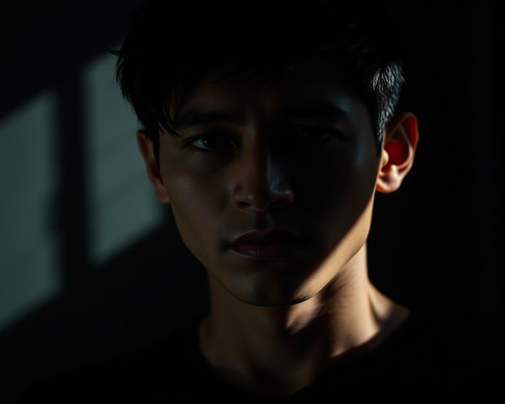 Kitti Saetang artistic creative portrait with dramatic shadows