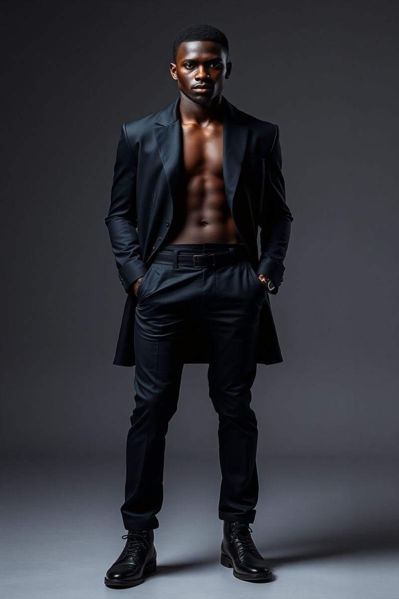 Kofi Mensah full body editorial pose