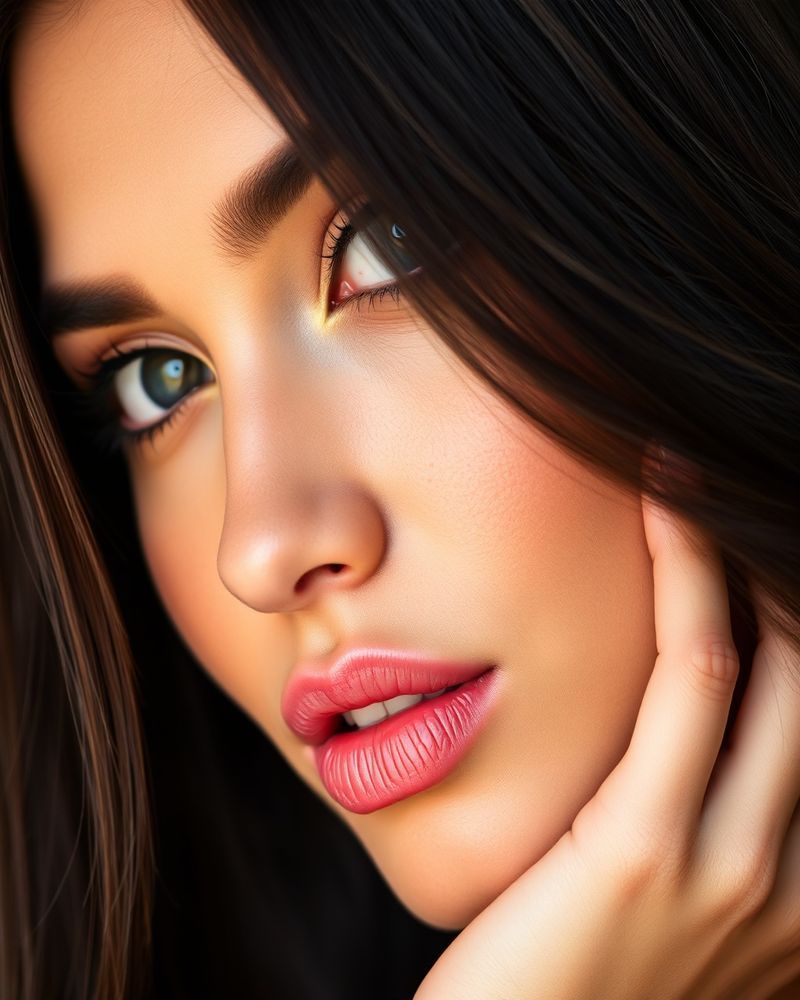 Larissa Moreira beauty close-up portrait with flawless skin