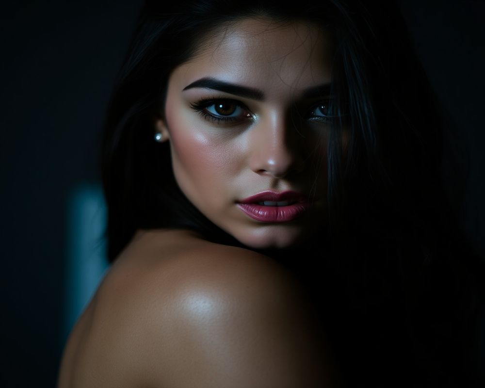 Larissa Moreira artistic creative portrait with dramatic shadows