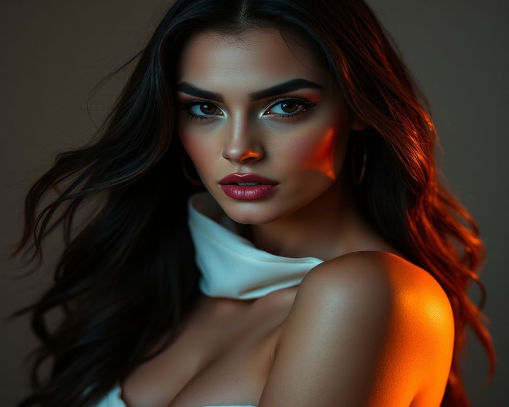 Layla Hassan high fashion editorial with dramatic lighting