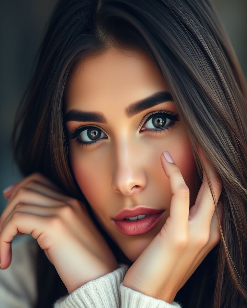 Layla Hassan beauty close-up portrait with flawless skin
