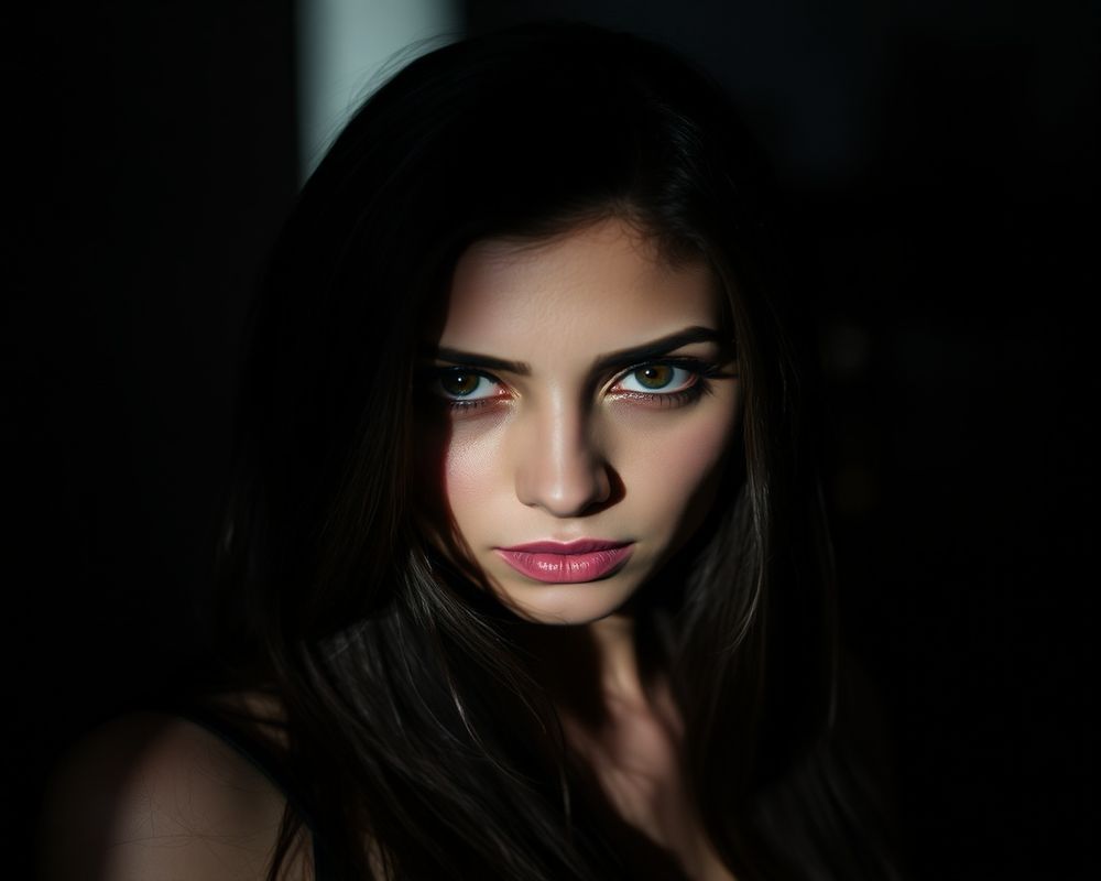 Layla Hassan artistic creative portrait with dramatic shadows