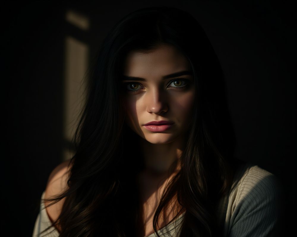 Layla Khalil artistic creative portrait with dramatic shadows