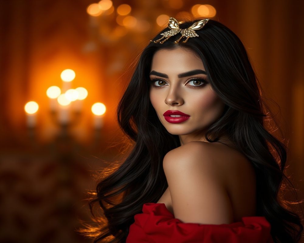 Leila Mansour high fashion editorial with dramatic lighting