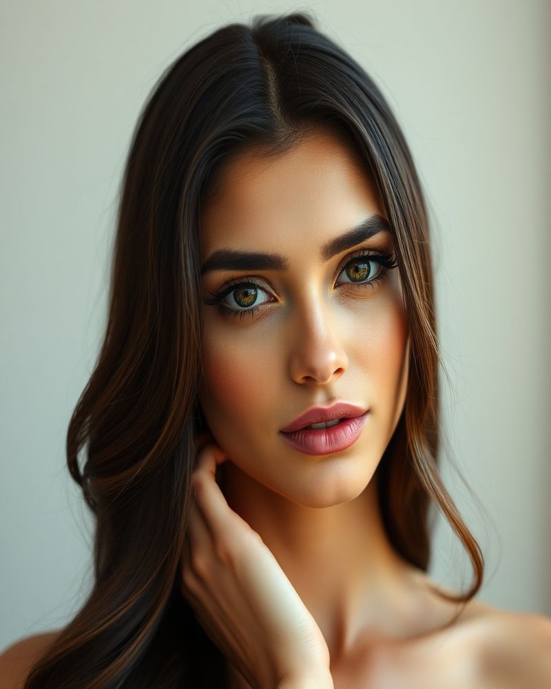 Leila Mansour beauty close-up portrait with soft lighting