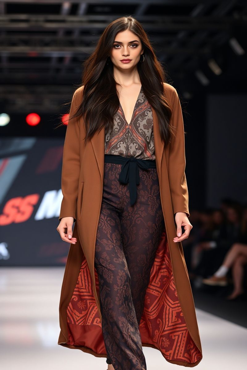 Leila Mansour fashion runway walk in designer clothing