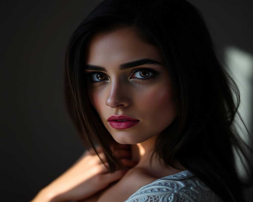 Leila Mansour artistic creative portrait with dramatic shadows