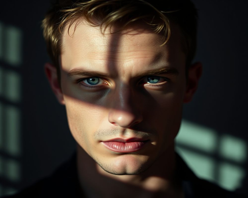 Liam Fraser artistic creative portrait with dramatic shadows and cinematic composition