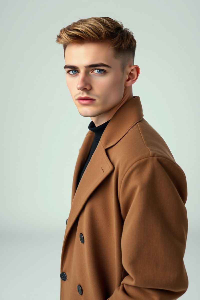 Liam Morrison full body editorial pose in high fashion clothing