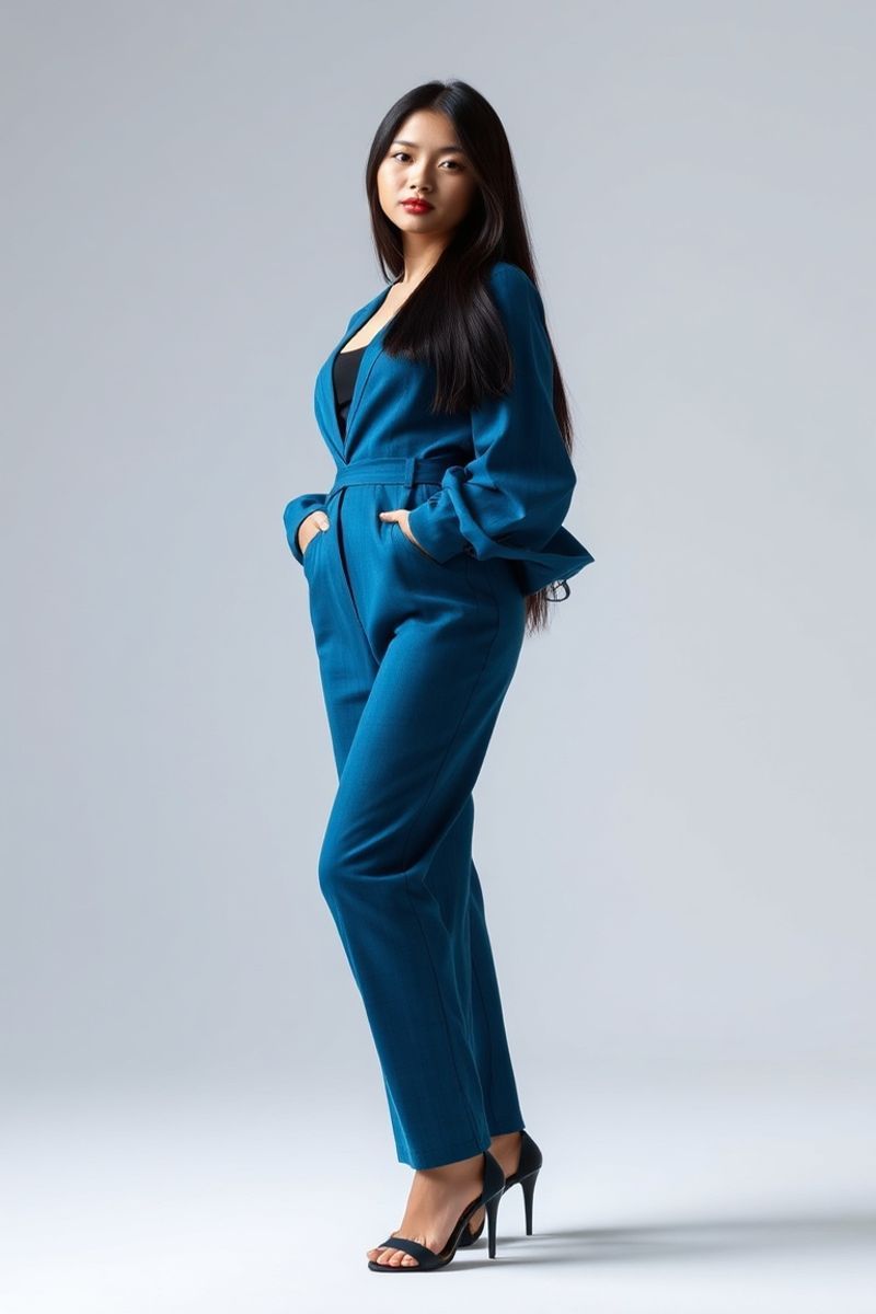 Liana Santos full body editorial pose in high fashion clothing