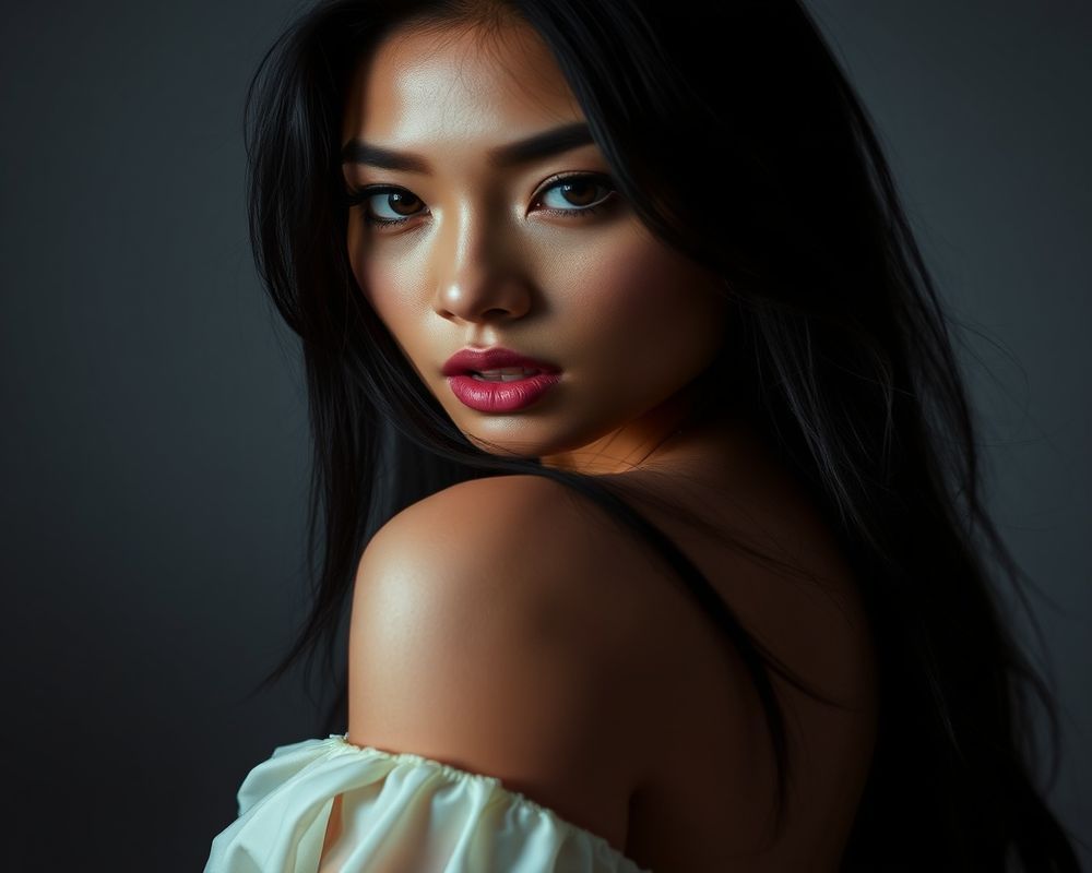 Lilia Santos high fashion editorial with dramatic lighting