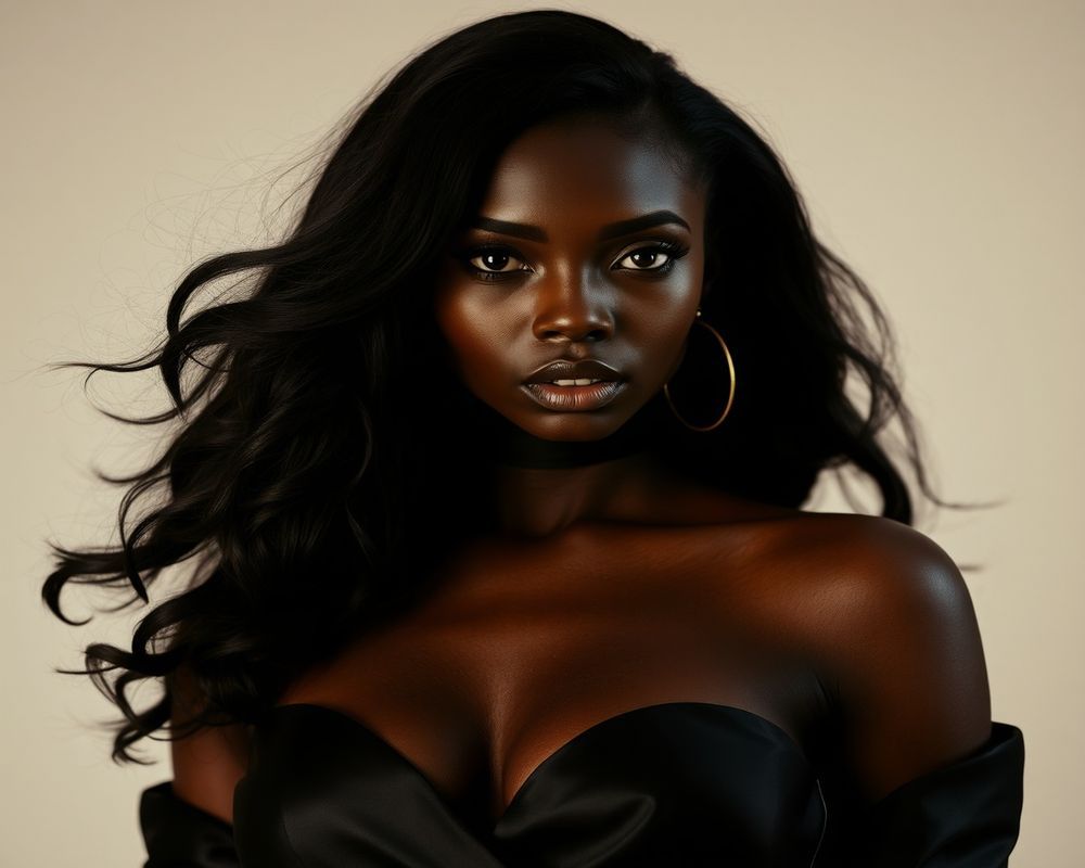 Liya Amare high fashion editorial with dramatic lighting