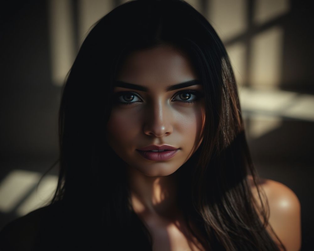 Lorena Alves artistic creative portrait with dramatic shadows