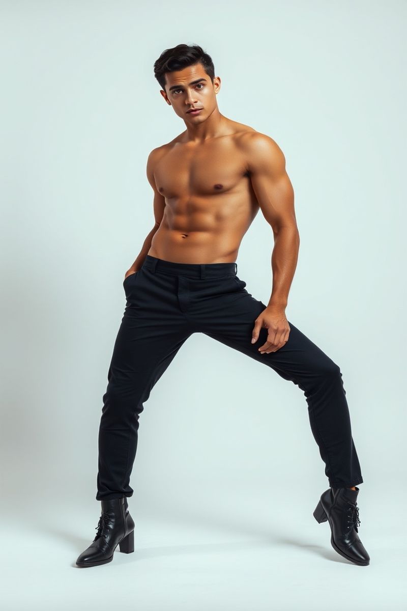 Lorenzo Carvalho full body editorial pose in high fashion clothing