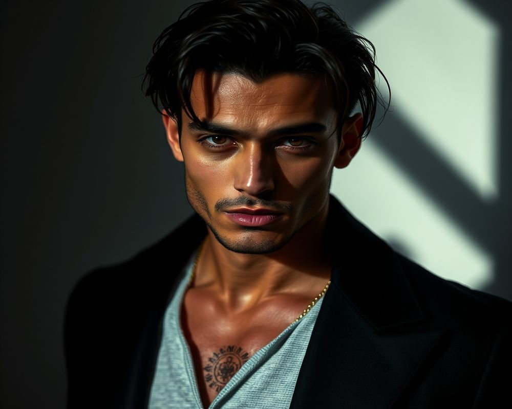 Lucas Fernandes high fashion editorial with dramatic lighting