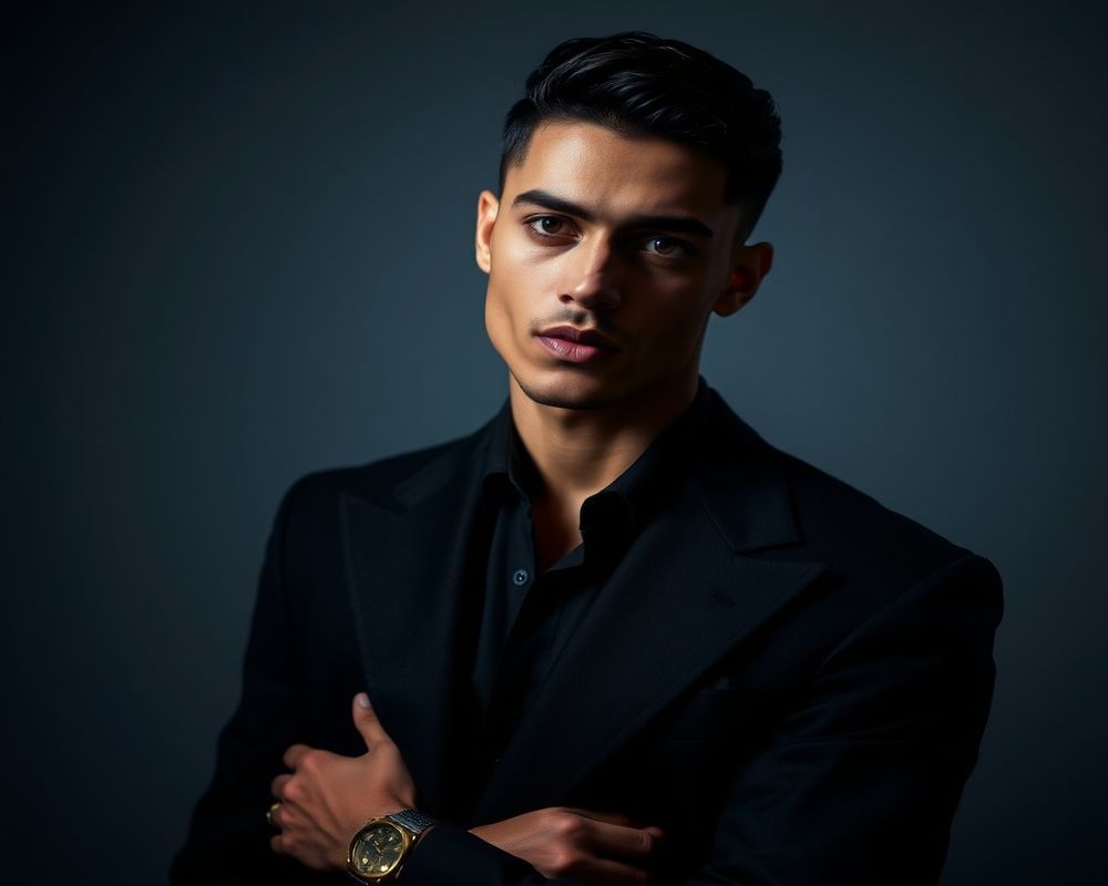 Lucas Ferreira high fashion editorial with dramatic lighting