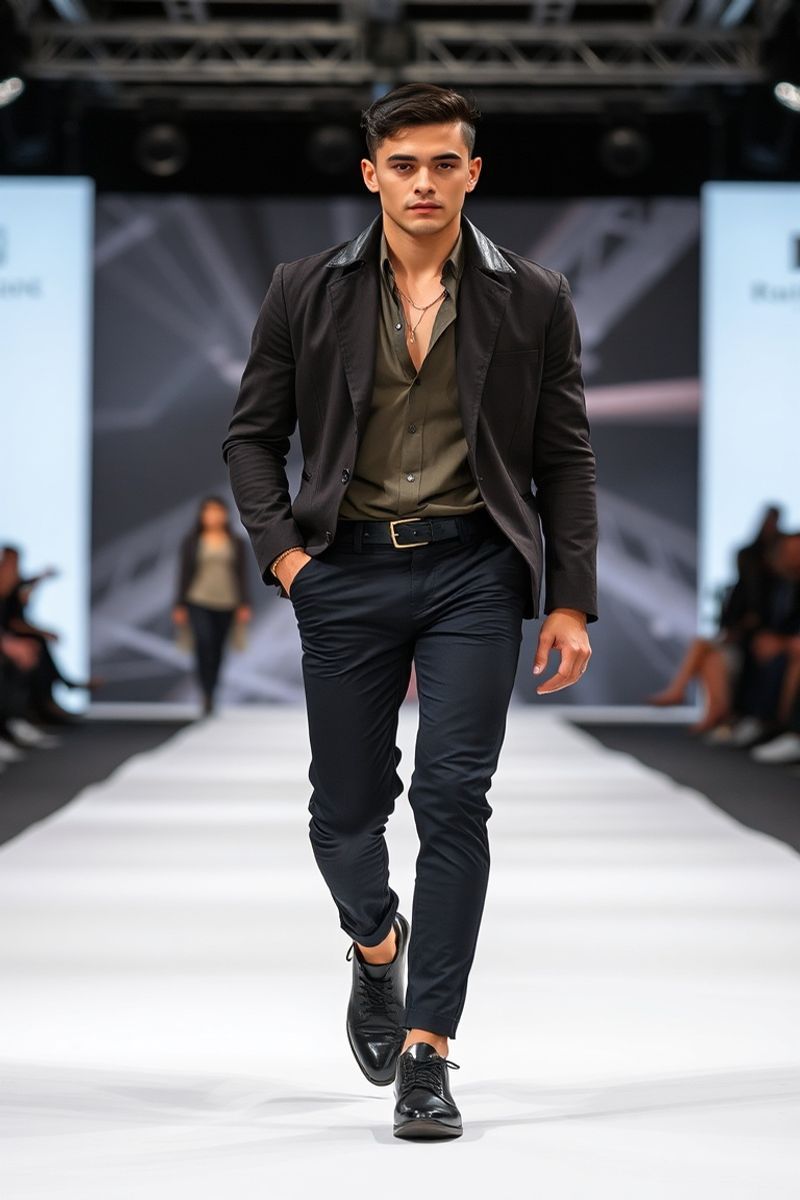 Lucas Oliveira fashion runway walk in designer clothing