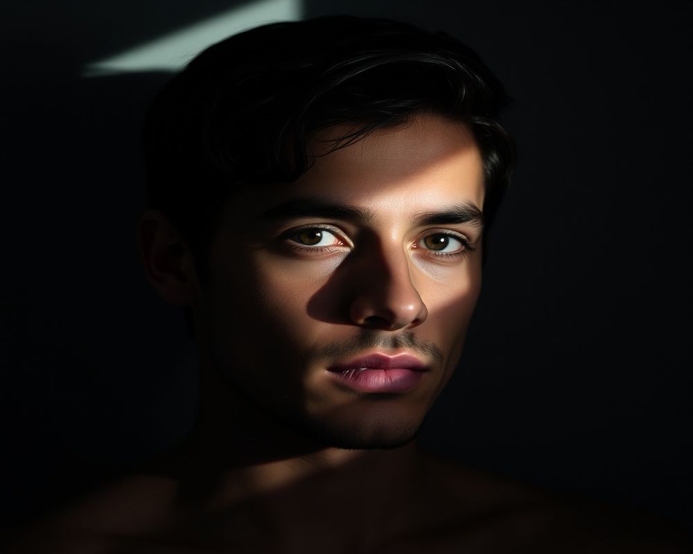 Lucas Oliveira artistic creative portrait with dramatic shadows