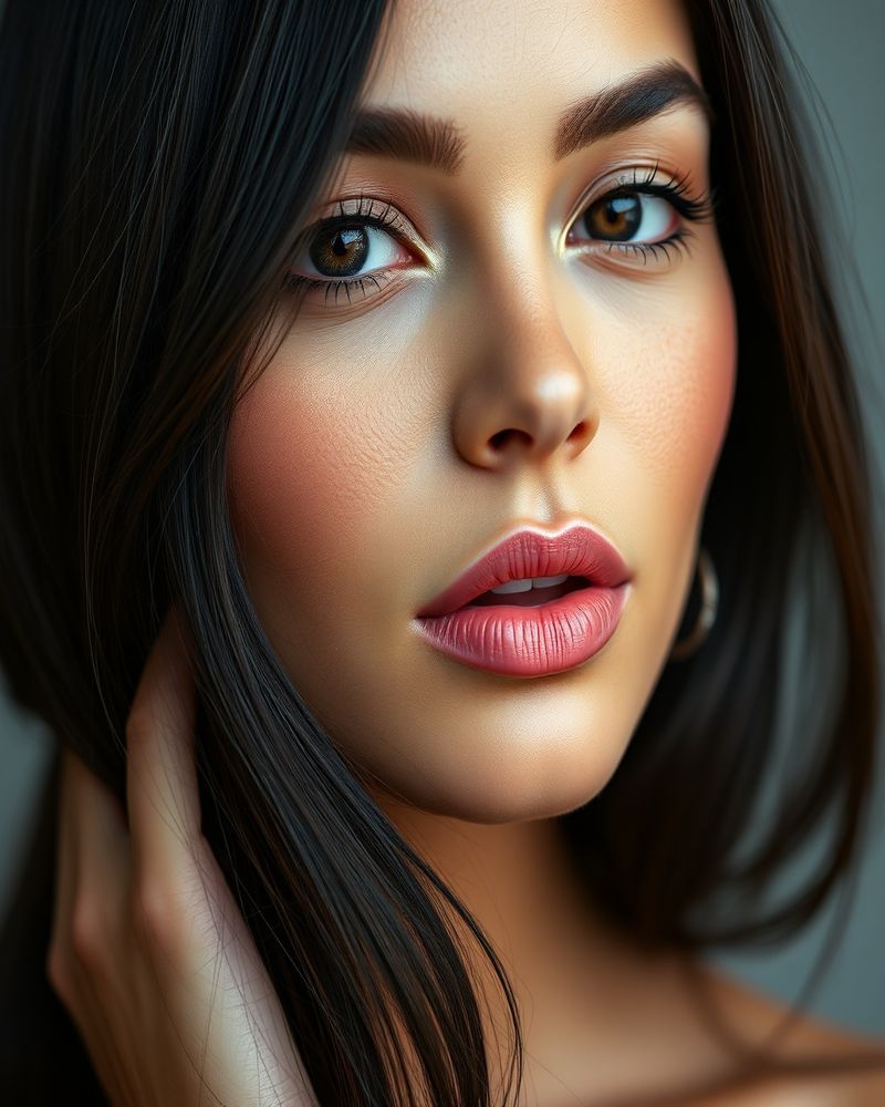 Lucia Garcia beauty close-up portrait with flawless skin