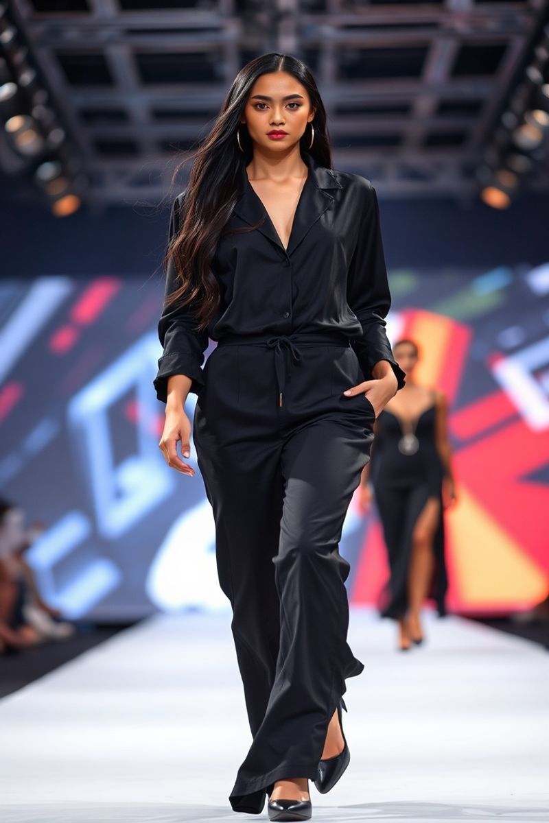 Lucia Mercado fashion runway walk in designer clothing