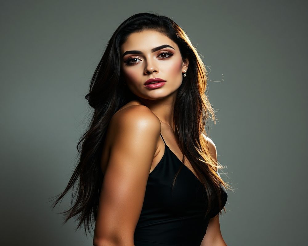 Lucia Vargas high fashion editorial with dramatic lighting