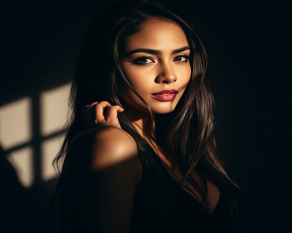 Lucia Vargas artistic creative portrait with dramatic shadows