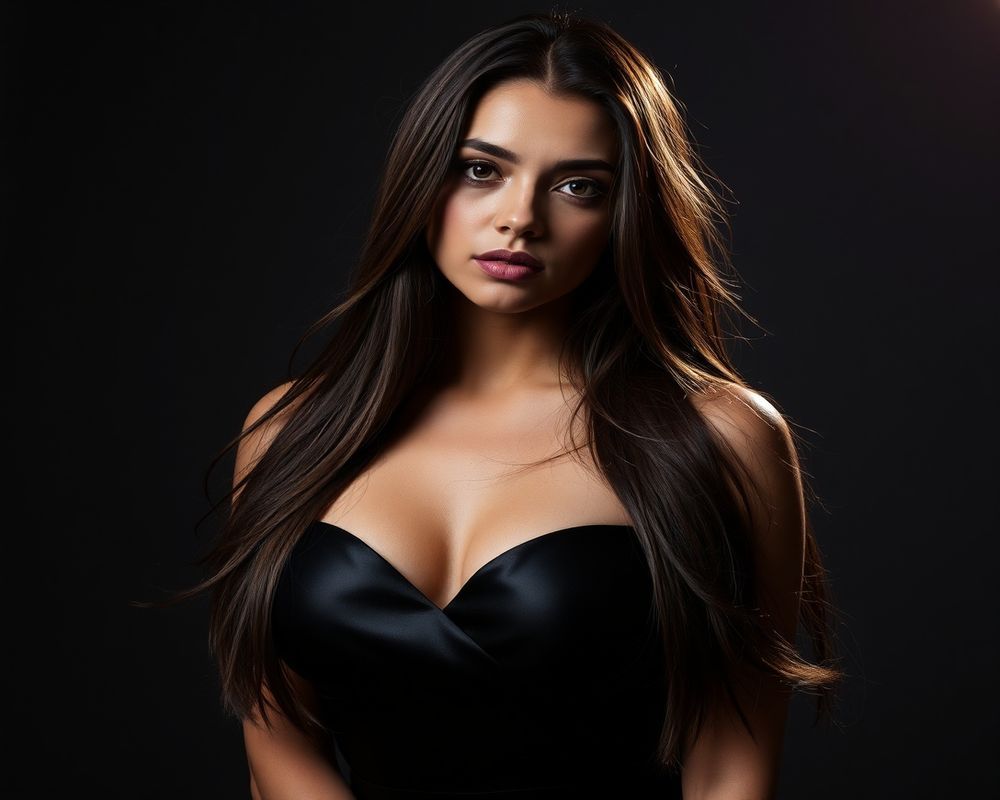 Luz Valentina Morales high fashion editorial with dramatic lighting