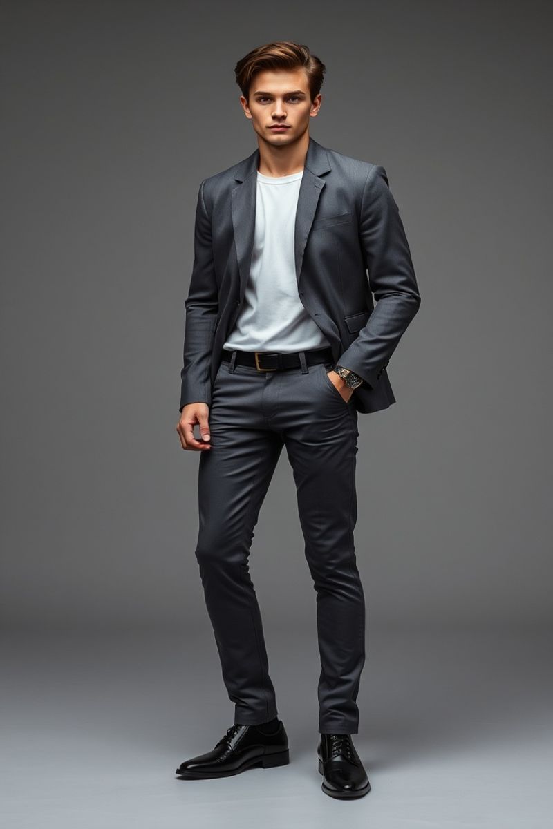 Marco Bianchi full body editorial pose in high fashion clothing