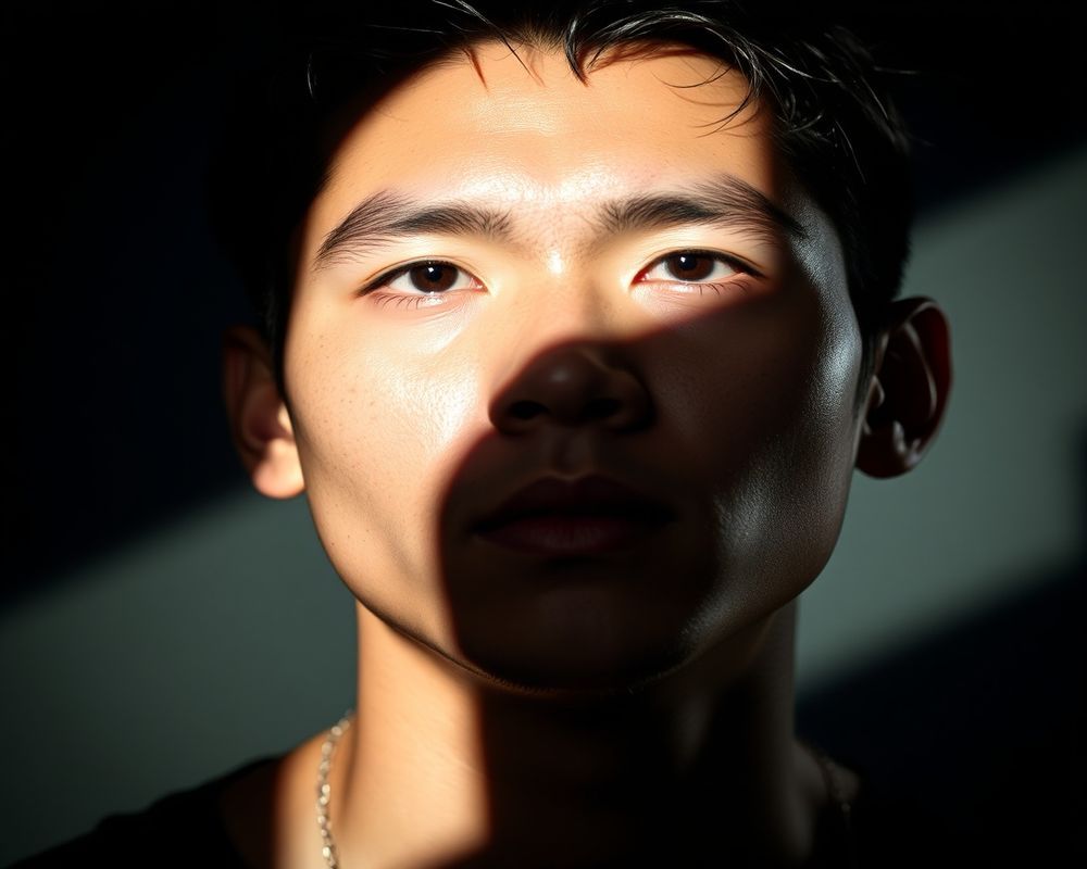 Marco Santos artistic creative portrait with dramatic shadows