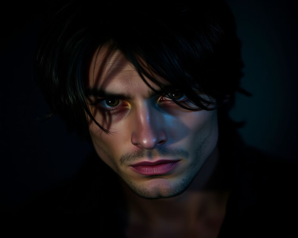 Marco Visconti artistic creative portrait with dramatic shadows