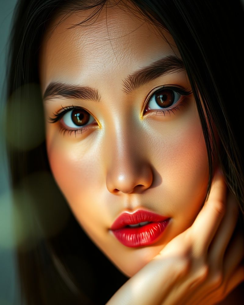 Maria Celestine Santos beauty close-up portrait with soft lighting