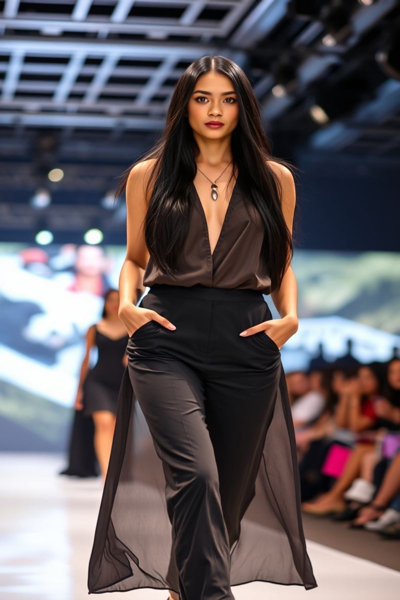 Maria Celestine Santos fashion runway walk in designer clothing