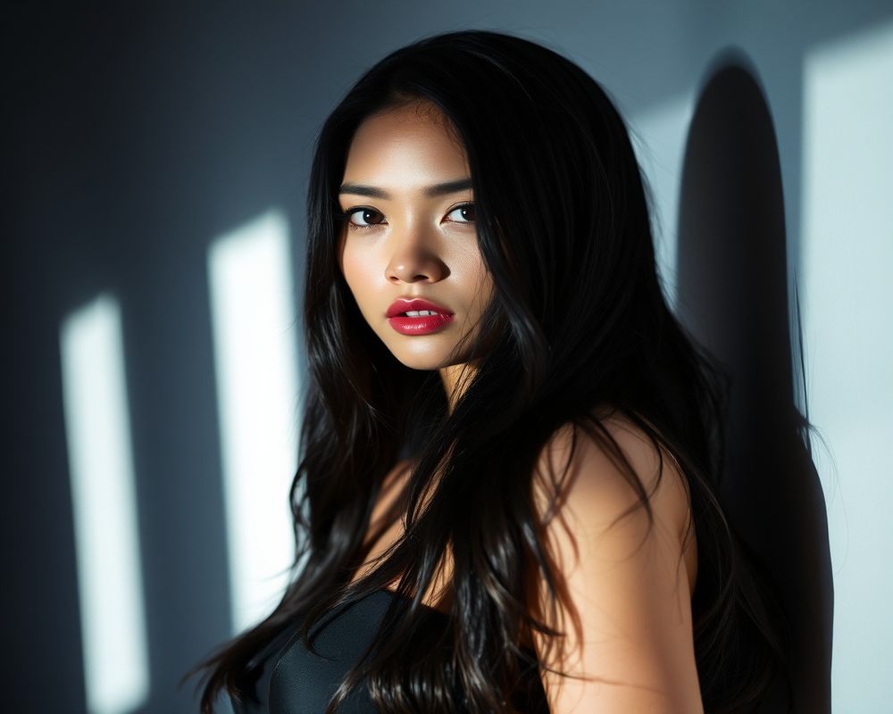 Maria Deleon high fashion editorial with dramatic lighting